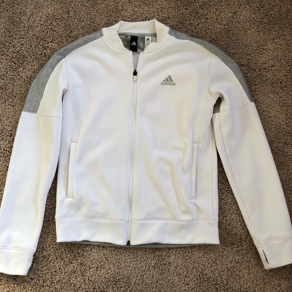 Women’s adidas white and gray zip up